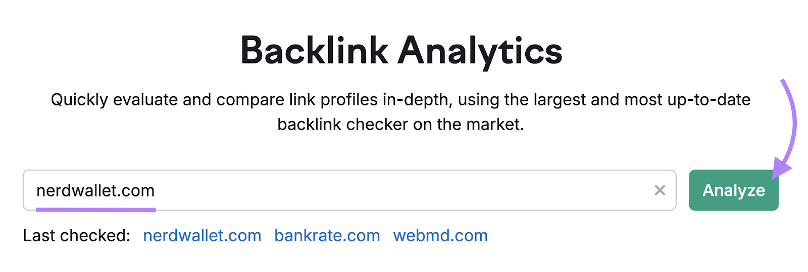 domain entered into Backlinks tool